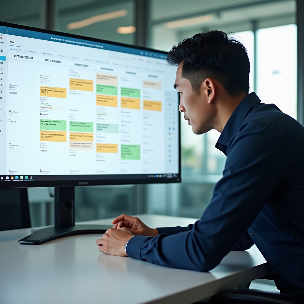 Renewal reminder calendar with color-coded client follow-ups